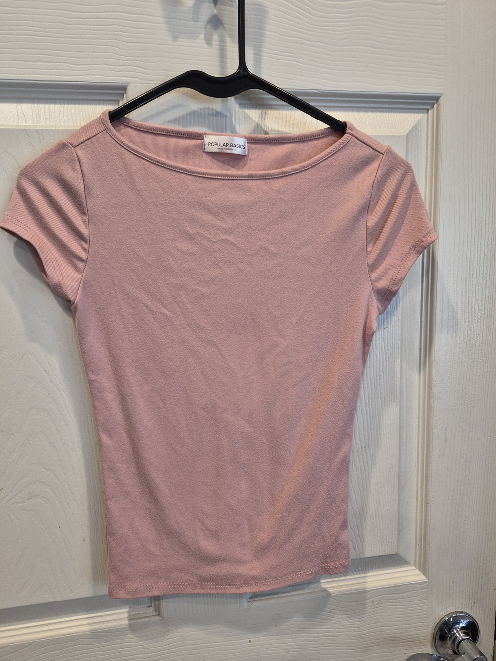 5/25 Popular Basics Light Pink Short Sleeve Boatneck Tee